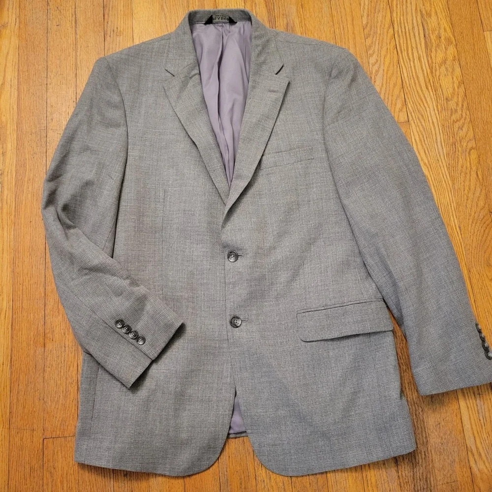 Jos A Bank 42R Blazer Gray Wool Hopsack Tailored Travelers Jacket Sport Coat
